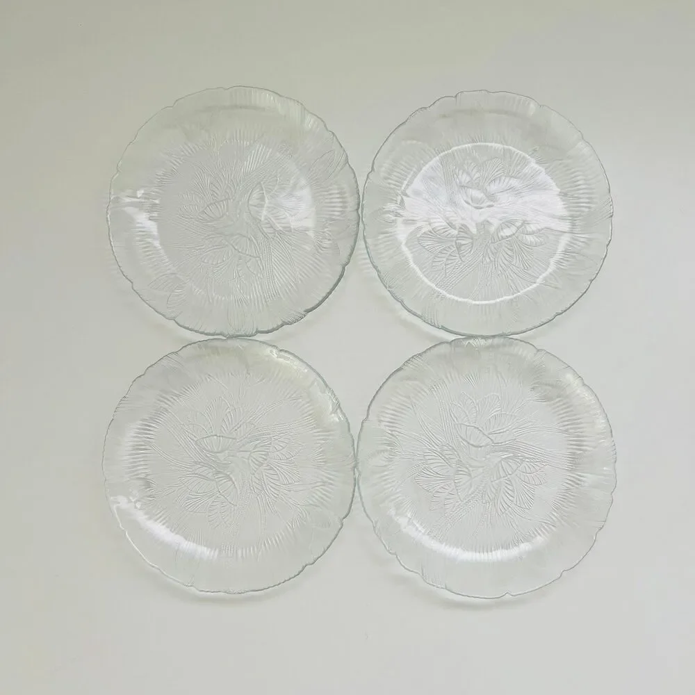 ARCOROC France Canterbury Crocus Pressed Clear Glass Salad Plates, Set of 4